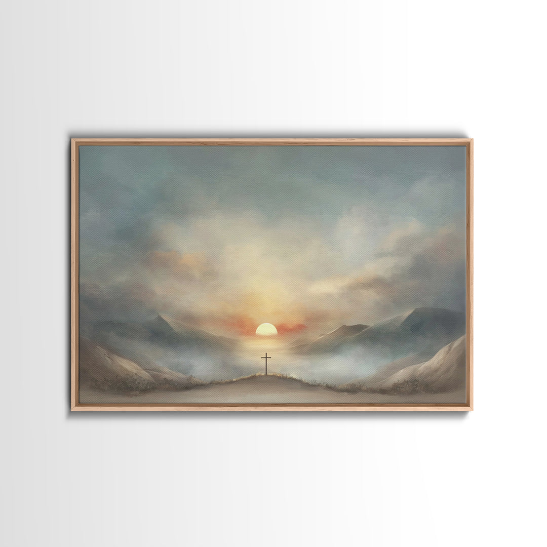Valley Of Mercy, Framed Canvas Print, Christian Art Canvas, Christian Wall Art, Modern Christian Painting, Christian Decor, Blue Christian