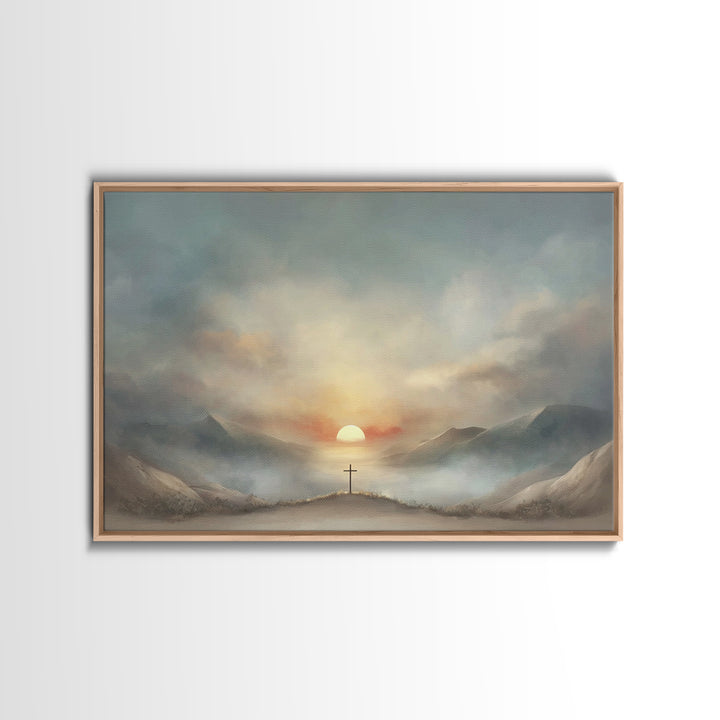 Valley Of Mercy, Framed Canvas Print, Christian Art Canvas, Christian Wall Art, Modern Christian Painting, Christian Decor, Blue Christian