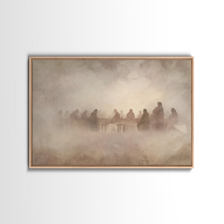 Mystic Supper Cloud – Framed Canvas Print – Christian Art Work – Jesus Painting – Christian Wall Art – Subtle Christian Paintings – Christm