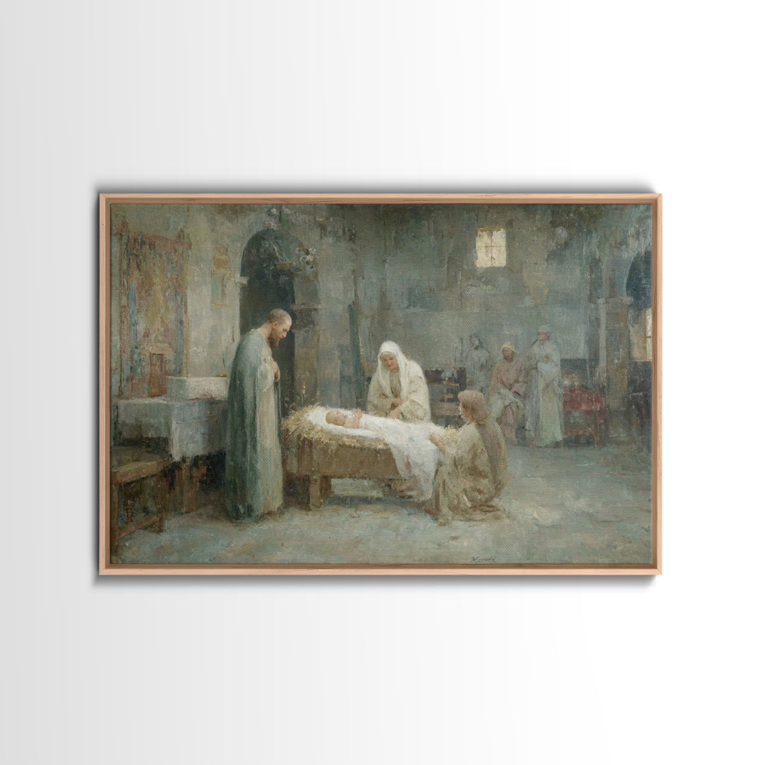 Pure Morning Grace, Framed Canvas Print, Christian Wall Art, Christmas Art Framed, Christian Art Canvas, White Christmas Art, Subtle Christ