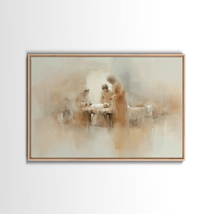 Blessed Nativity Circle – Framed Canvas Print – Christian Art Canvas – Christmas Art Prints – Jesus Christmas Art – Christian Wall Art – Ch