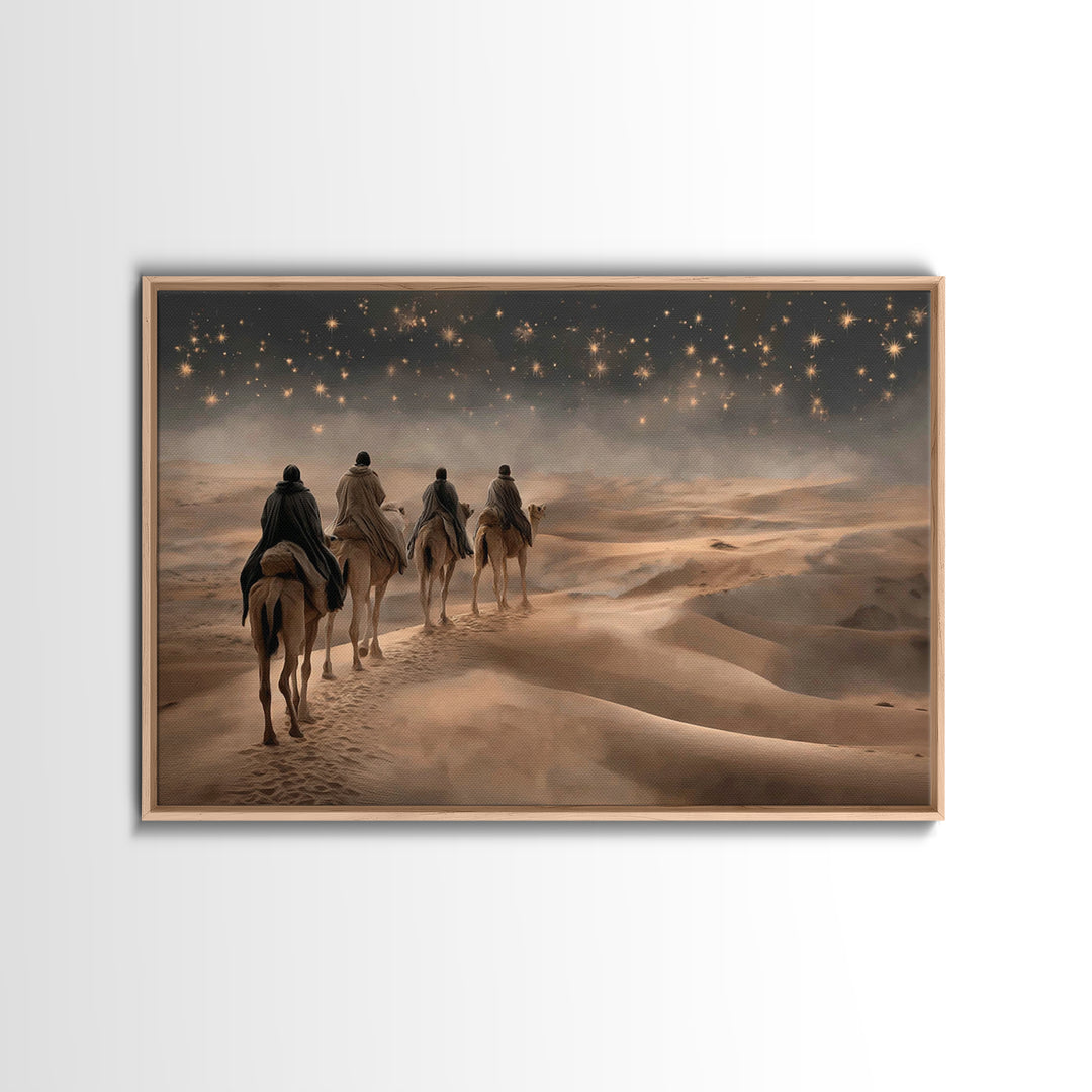 Three Kings Ascend – Framed Canvas Print – Christian Christmas Art – Christian Art Work – Jesus Painting – Christmas Canvas Wall Art – Chri