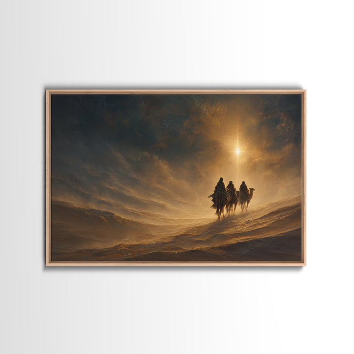 Holy Night Caravan | Framed Canvas Print | Christian Art Canvas | Christmas Art | Christian Wall Art | Christian Christmas Decorations | Je