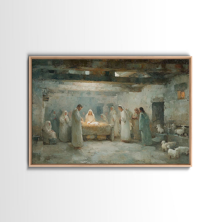 Bethlehem Gathering – Framed Canvas Print – Christian Christmas Art – Christian Wall Art – Christmas Art – Christian Art Canvas – Jesus Pai