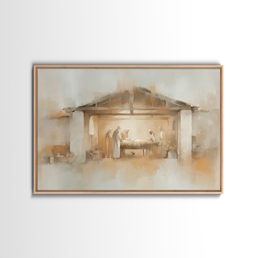 Sacred Birth Glow | Framed Canvas Print | Christian Wall Art | Christmas Art | Christian Art Canvas | Christian Christmas Decor | Christian