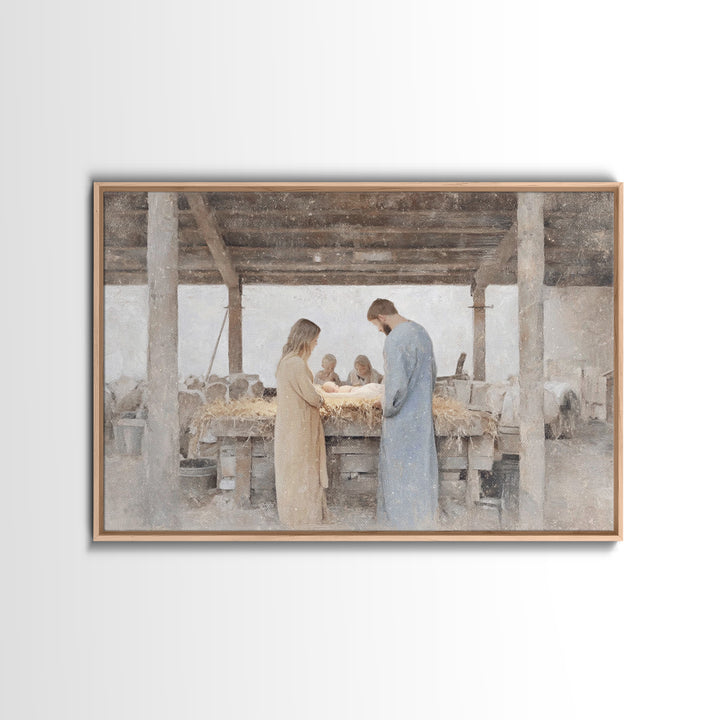 Humble Stable Grace – Framed Canvas Print – Christian Art Canvas – Christian Wall Art – Christmas Art – Christian Christmas Art – Jesus Pai