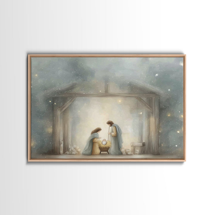 Manger Blessing | Framed Canvas Print | Christian Art Canvas | Christmas Art | Christian Wall Art | Christian Christmas Decor | Jesus Art P