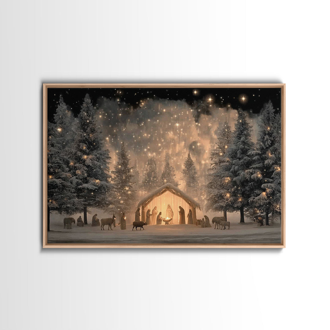 Silent Wonder – Framed Canvas Print – Christian Wall Art – Christian Gift – Jesus Painting – Christmas Art – Christian Art Canvas