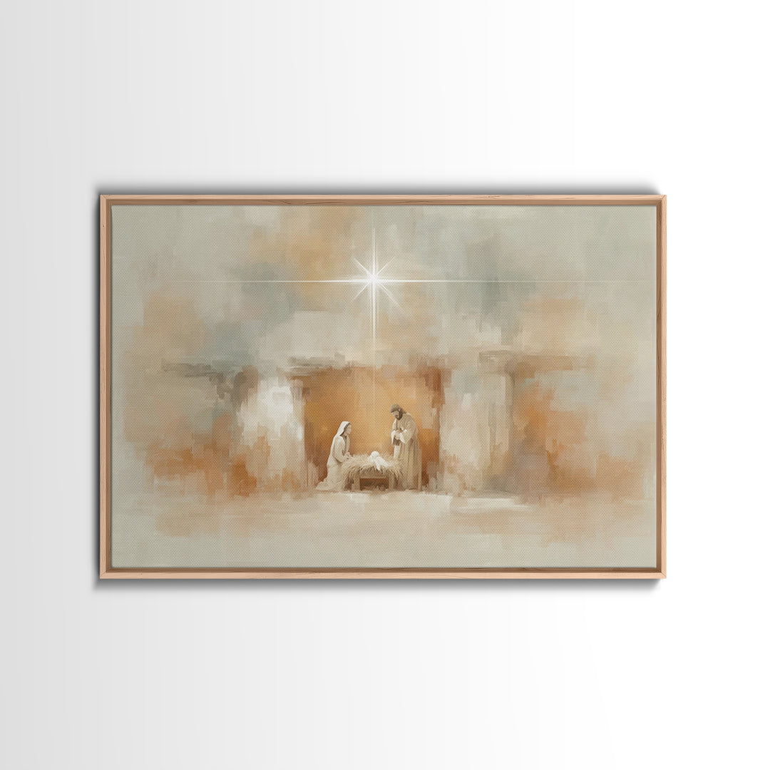 Humble Dawn – Framed Canvas Print – Jesus Painting – Christian Gift – Christian Wall Art – Christmas Art – Christian Art Canvas