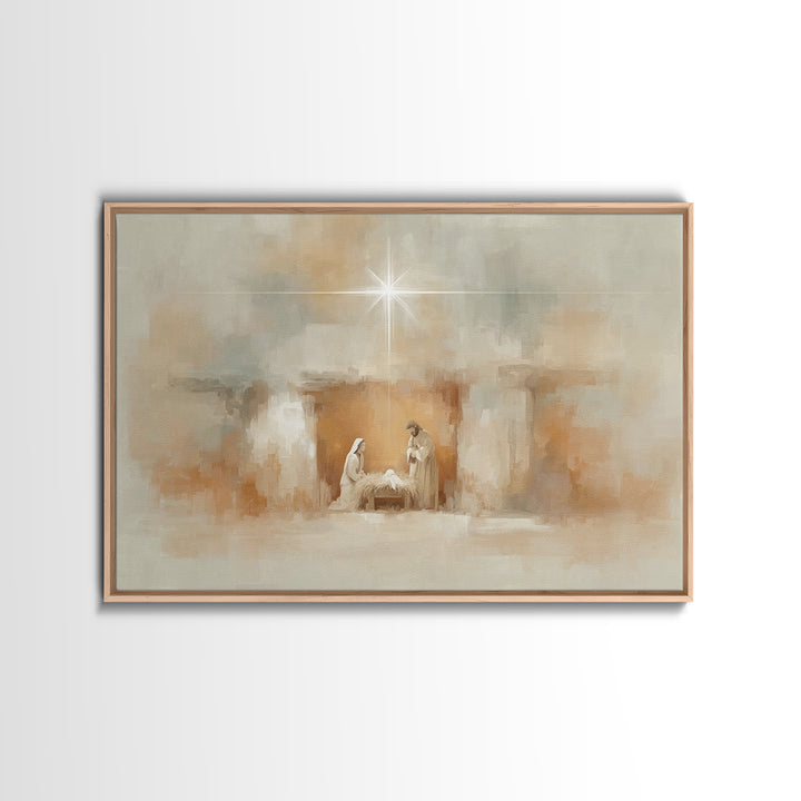 Humble Dawn – Framed Canvas Print – Jesus Painting – Christian Gift – Christian Wall Art – Christmas Art – Christian Art Canvas