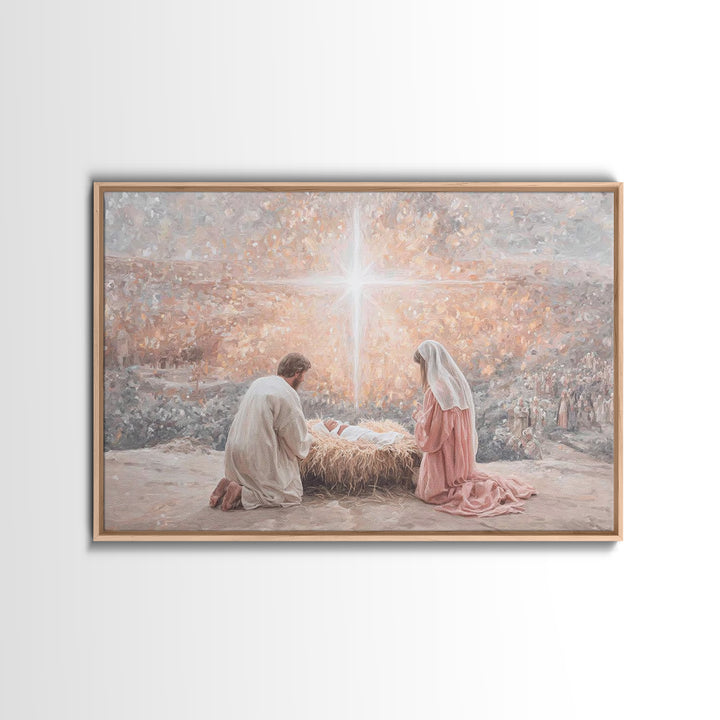 Holy Night Light – Framed Canvas Print – Christian Wall Art – Jesus Christmas Art – Christian Art Canvas – Christmas Art Prints – Christian