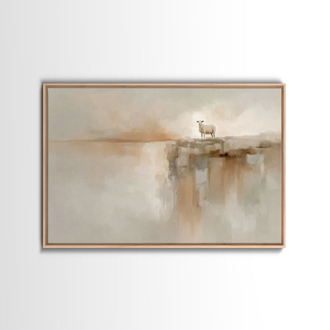 Lost Lamb Hope – Framed Canvas Print – Christian Wall Art – Christian Art Canvas – Minimalist Christian Art – Subtle Christian Art – Christ