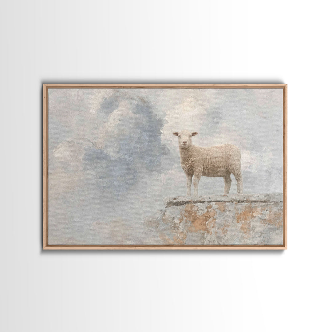 Heavenly Lamb Rise – Framed Canvas Print – Christian Wall Art – Christian Art Canvas – Unique Christian Art – Subtle Christian Art – Christ