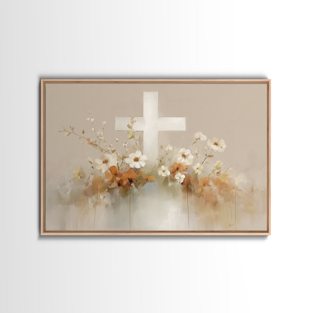 Blooming Grace – Framed Canvas Print – Christian Wall Art – Christian Art Canvas – Minimalist Christian Art – Christian Art Gift – Subtle C