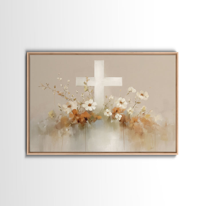 Blooming Grace – Framed Canvas Print – Christian Wall Art – Christian Art Canvas – Minimalist Christian Art – Christian Art Gift – Subtle C