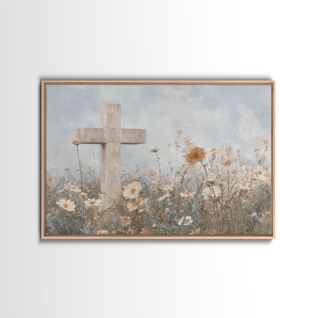 Field Of Mercy, Framed Canvas Print, Christian Art Print, Christian Wall Art, Abstract Christian Art, Christian Gift, Jesus Painting