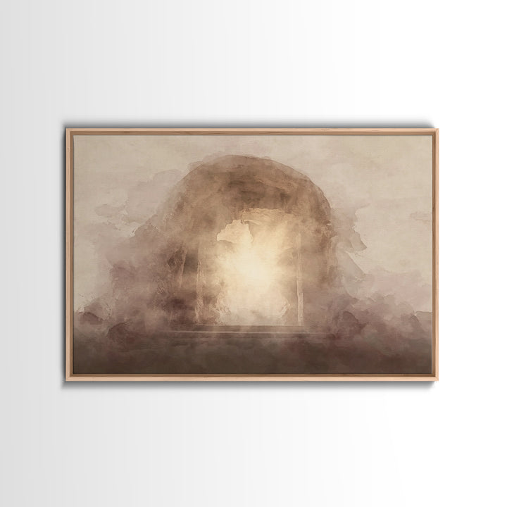Glory In The Mist, Framed Canvas Print, Christian Wall Art, Christian Decor For Home, Modern Christian Art, Jesus Painting, Christmas Art P