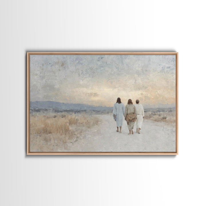 Quiet Morning Walk | Framed Canvas Print | Christian Wall Art | Christian Art Canvas | Large Jesus Painting | Subtle Christian Art | Christ