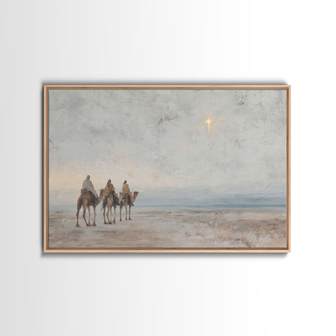 Desert Star Quest – Framed Canvas Print – Christian Christmas Art – Christian Art Canvas – Christmas Wall Art – Unique Christian Art – Jesu