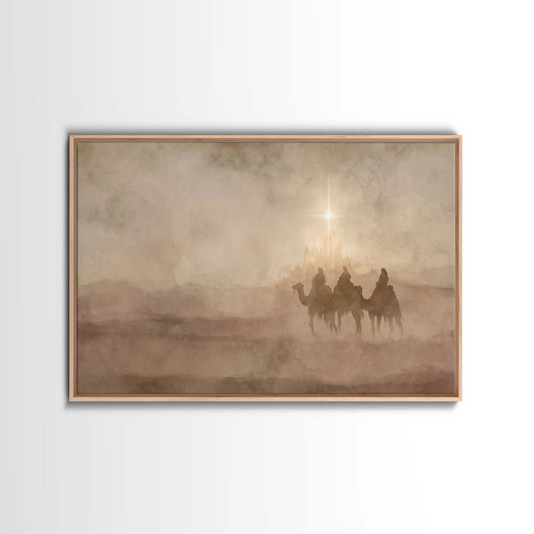 Starbound Journey, Framed Canvas Print, Christian Art Prints, Christian Wall Art, Christmas Canvas Wall Art, Christian Decorations, Moody C