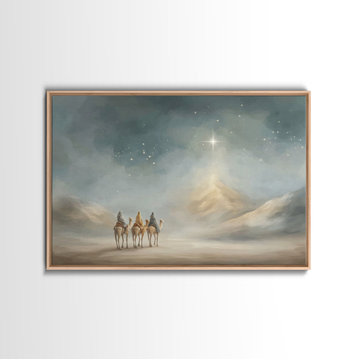 Mystic Star Road | Framed Canvas Print | Christmas Art Framed | Christian Wall Art | Christian Christmas Art | Jesus Painting | Christian A