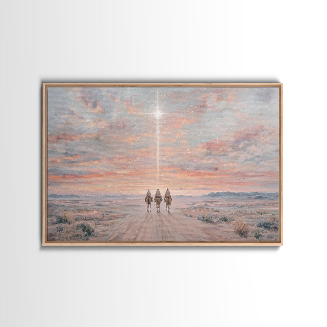 Divine Star Path – Framed Canvas Print – Christmas Art Work – Christian Art Canvas – Christian Wall Art – Christian Christmas Decorations –