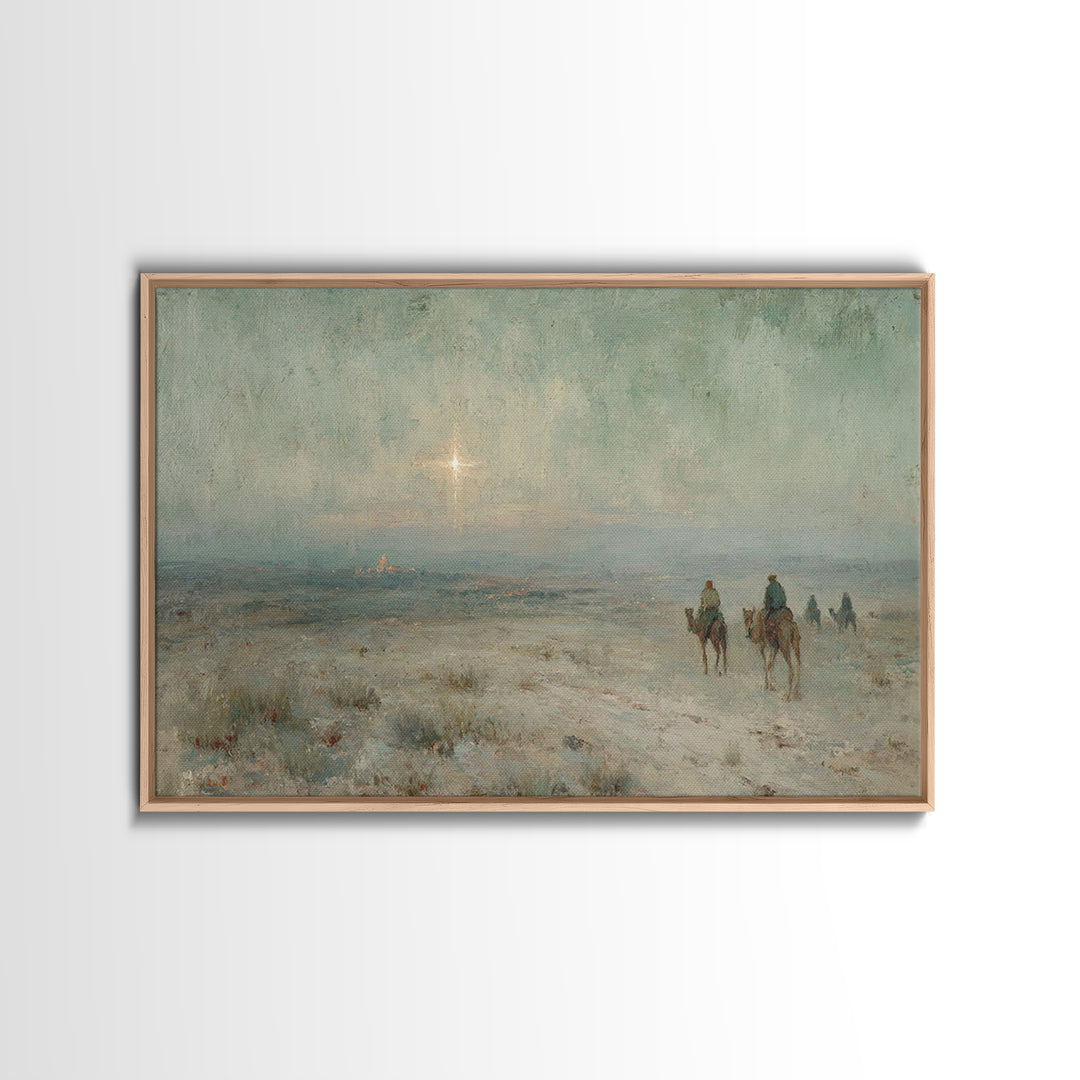 Guiding Star Journey – Framed Canvas Print – Christian Wall Art – Christian Art Canvas – Christmas Art – Jesus Painting – Christian Christm