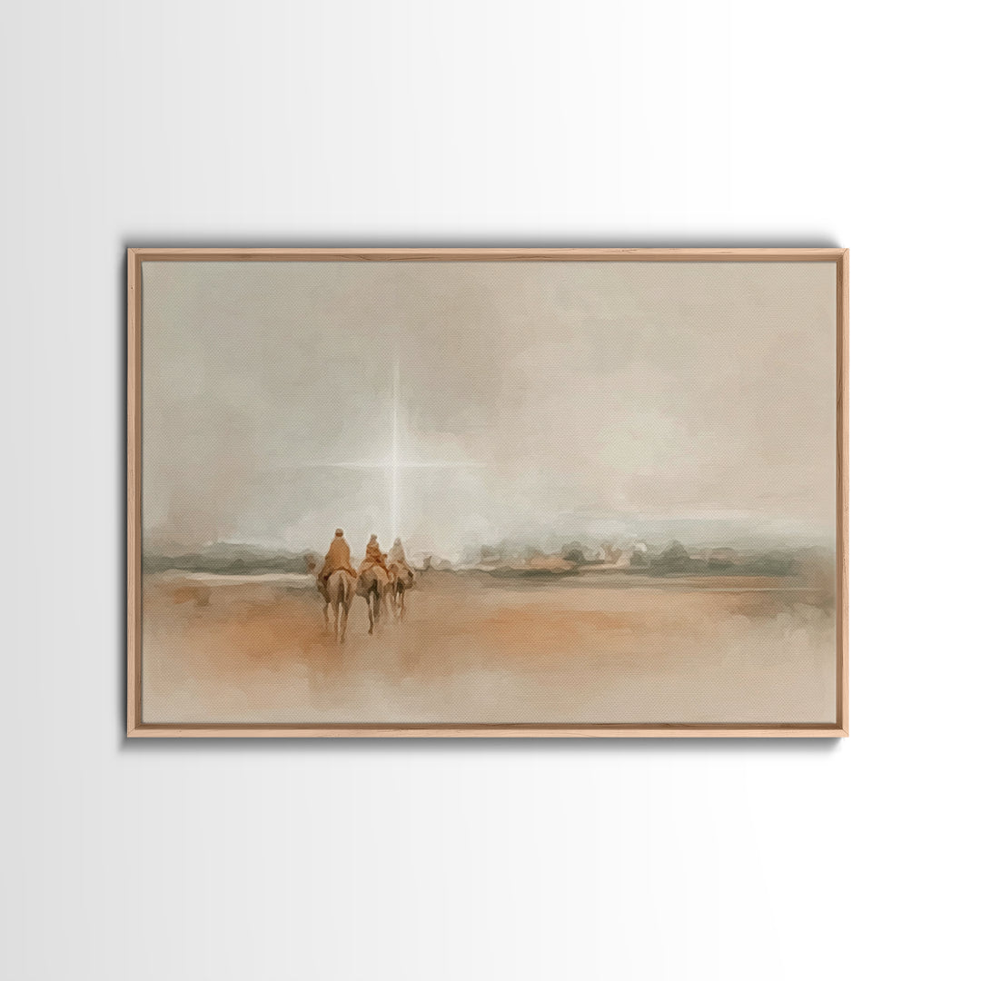Bethlehem Light Path, Framed Canvas Print, Christian Art Canvas, Christmas Wall Art, Christian Christmas Art, Jesus Painting, Christmas Art