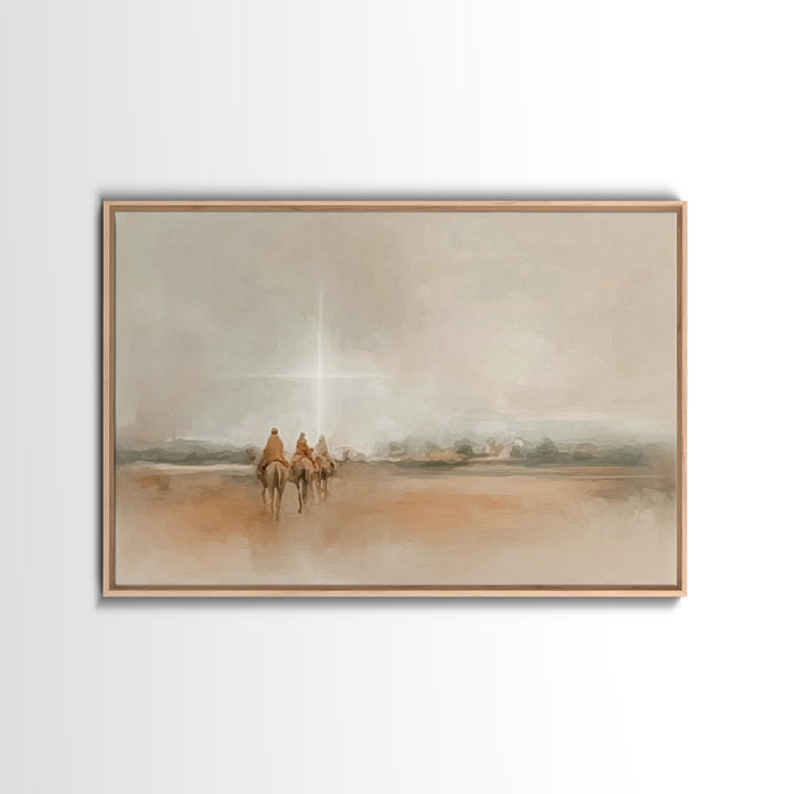 Bethlehem Light Path, Framed Canvas Print, Christian Art Canvas, Christmas Wall Art, Christian Christmas Art, Jesus Painting, Christmas Art
