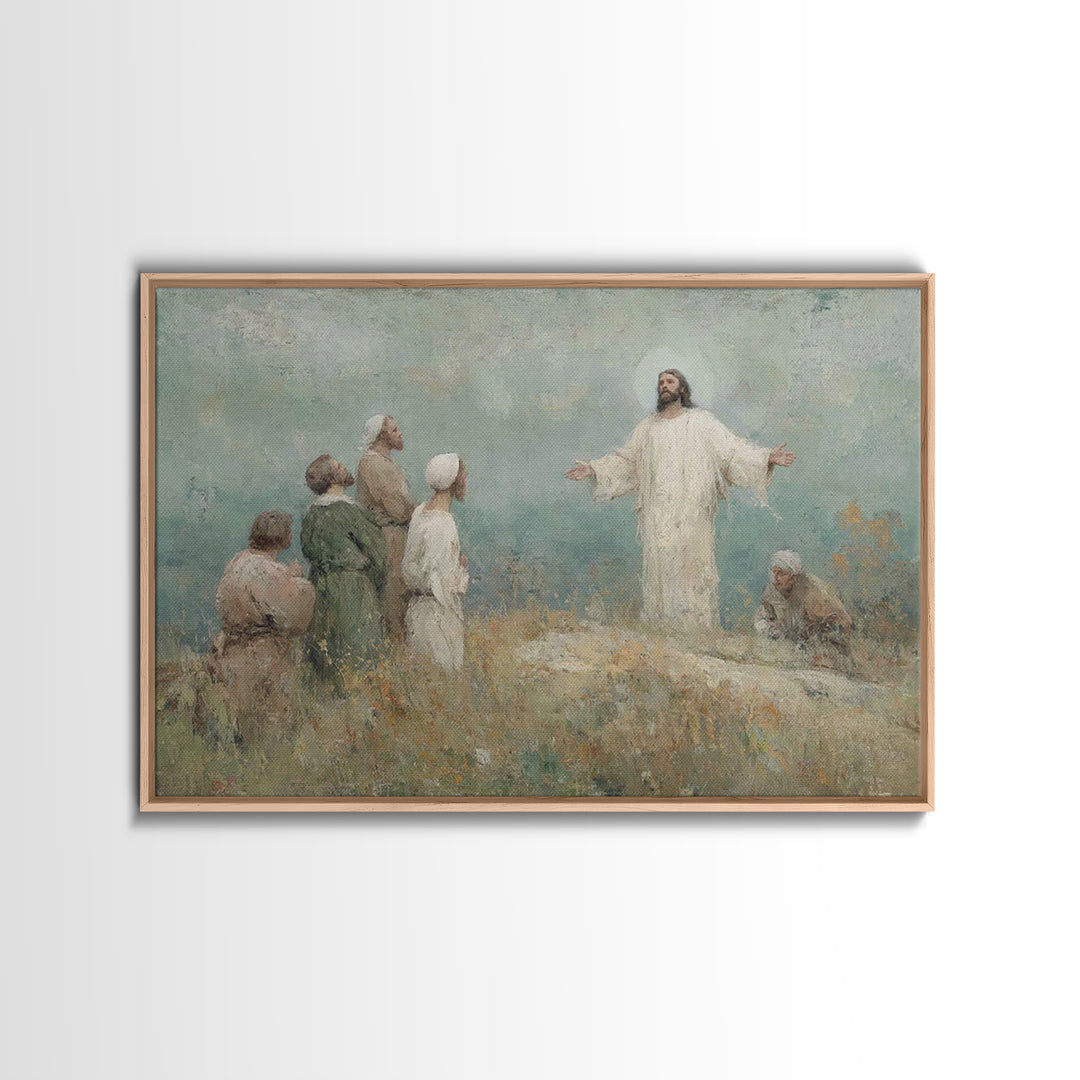 Blessing Of Light, Framed Canvas Print, Christian Art Canvas, Christian Wall Art, Jesus Painting, Christian Art Gift, Large Christian Paint