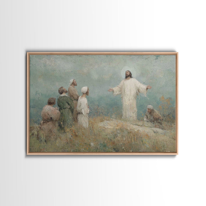 Blessing Of Light, Framed Canvas Print, Christian Art Canvas, Christian Wall Art, Jesus Painting, Christian Art Gift, Large Christian Paint