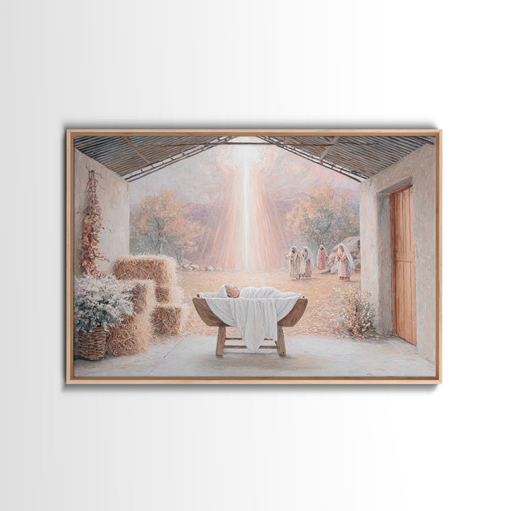 Divine Arrival – Framed Canvas Print – Christian Art Canvas – Christian Christmas Art – Christian Wall Art – Jesus Painting