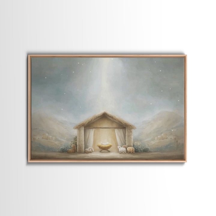 Humble Birth, Framed Canvas Print, Christian Christmas Art, Christian Wall Art, Christian Art Canvas, Jesus Painting