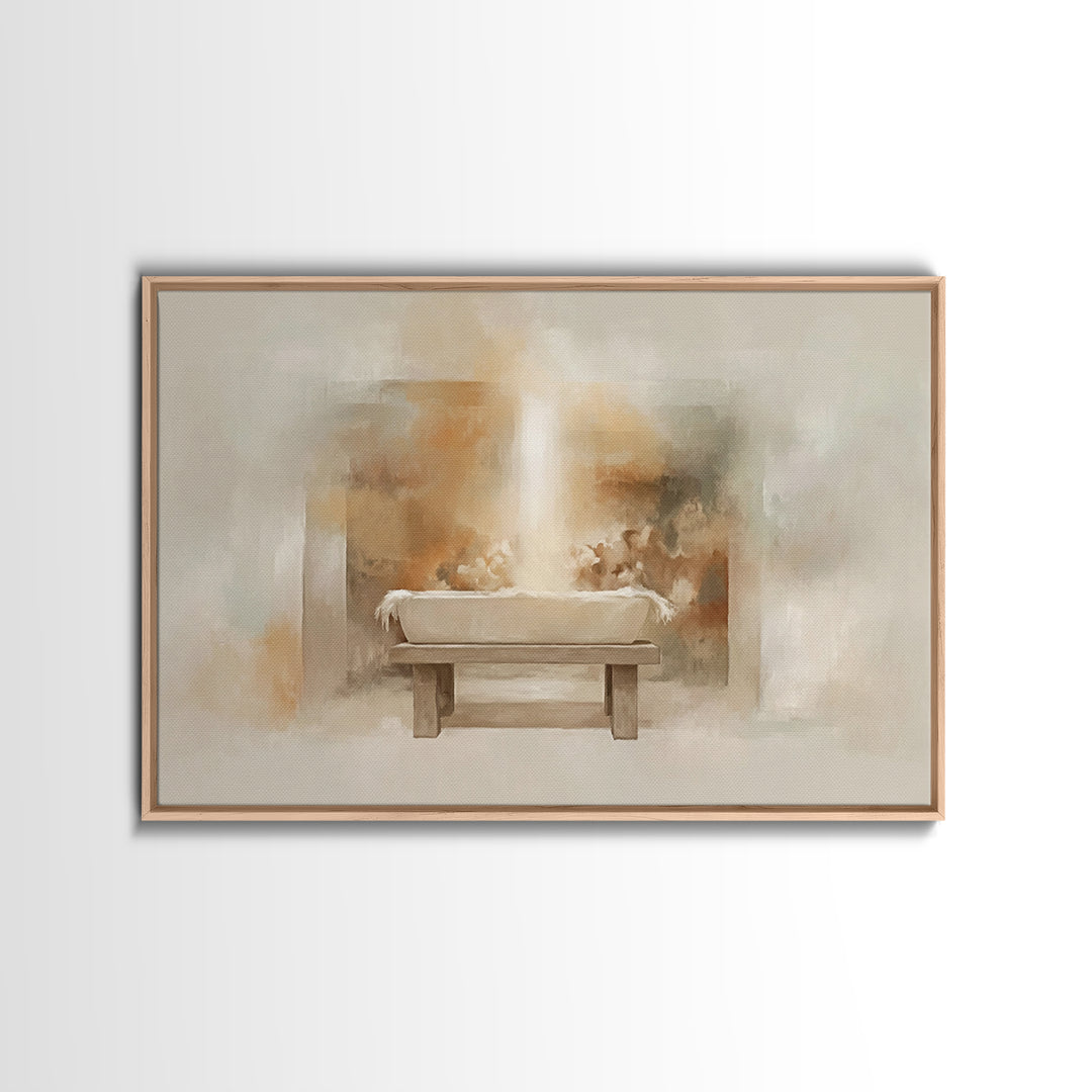 Holy Cradle | Framed Canvas Print | Christian Art Canvas | Christian Christmas Art | Christian Wall Art | Jesus Painting