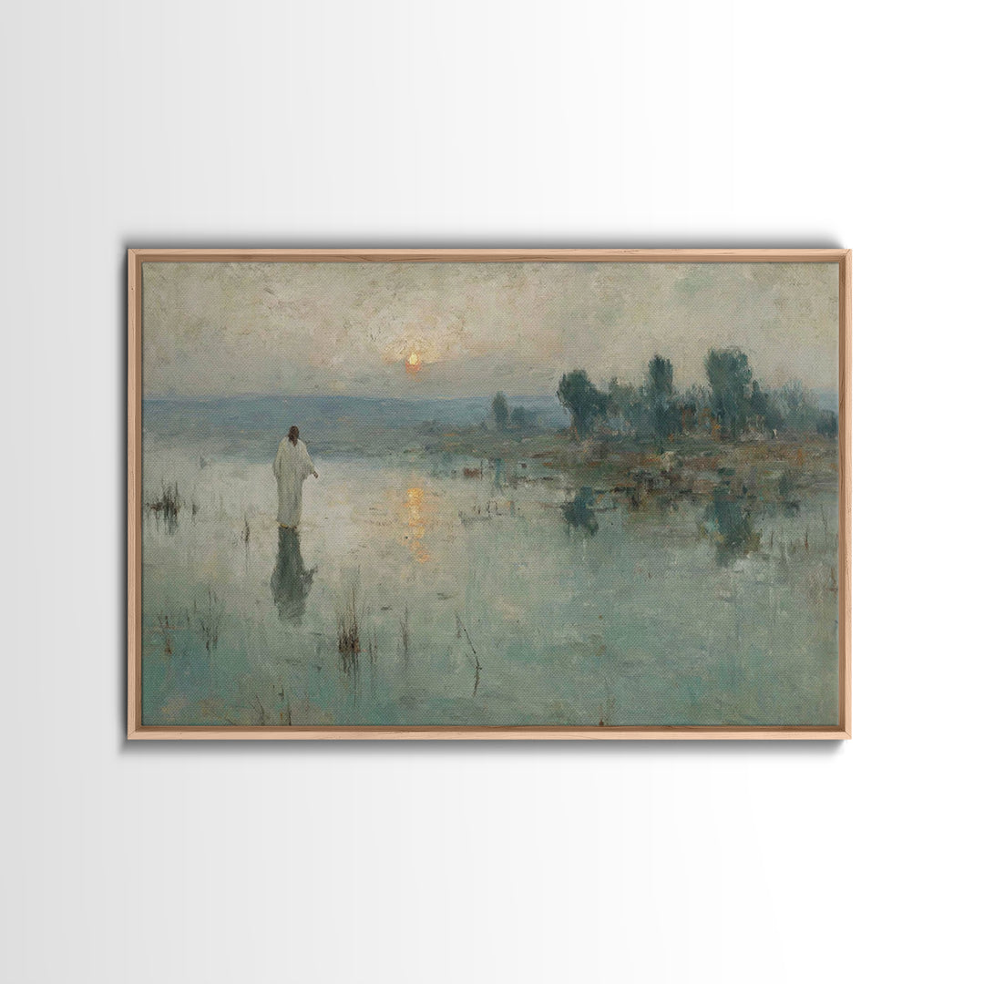 Still Waters Grace, Framed Canvas Print, Christian Art Canvas, Jesus Painting, Christian Wall Art, Vintage Christian Art, Christmas Art