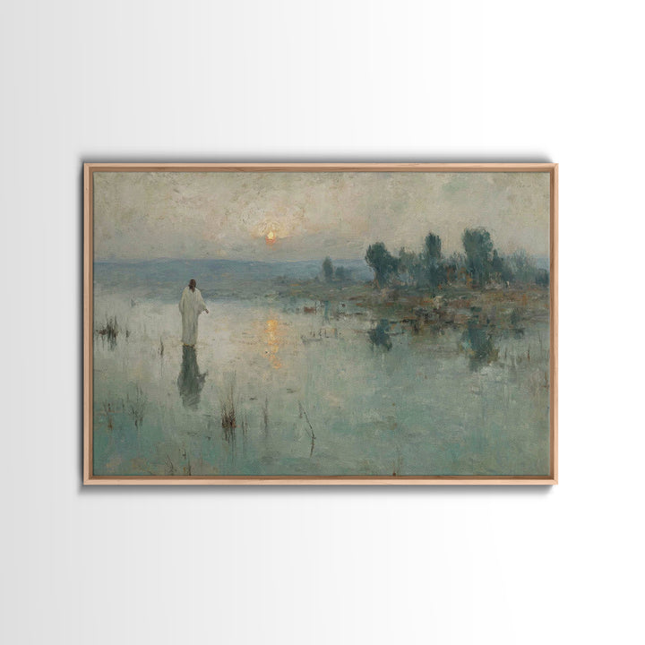 Still Waters Grace, Framed Canvas Print, Christian Art Canvas, Jesus Painting, Christian Wall Art, Vintage Christian Art, Christmas Art