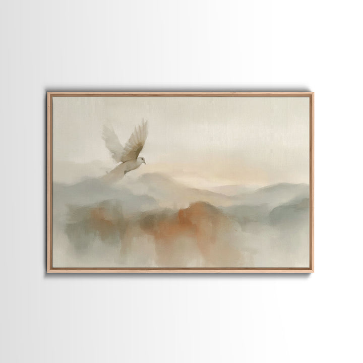 Peaceful Dove Rise – Framed Canvas Print – Christian Wall Art – Christian Art Canvas – Christian Art – Christmas Art – Christian Gift Ideas