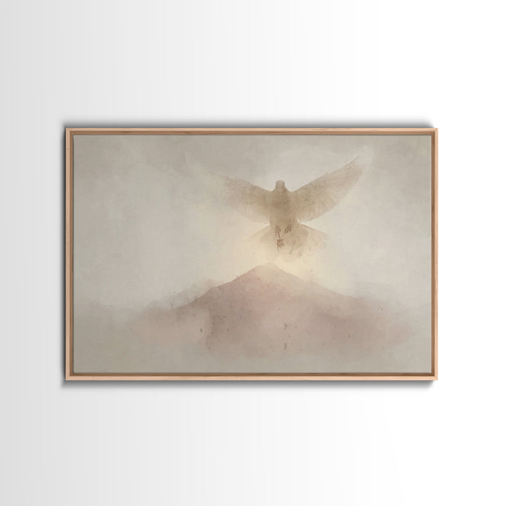 Mountain Spirit Light, Framed Canvas Print, Christian Art Canvas, Christian Wall Art, Minimalist Christian Art, Christmas Art, Christian De