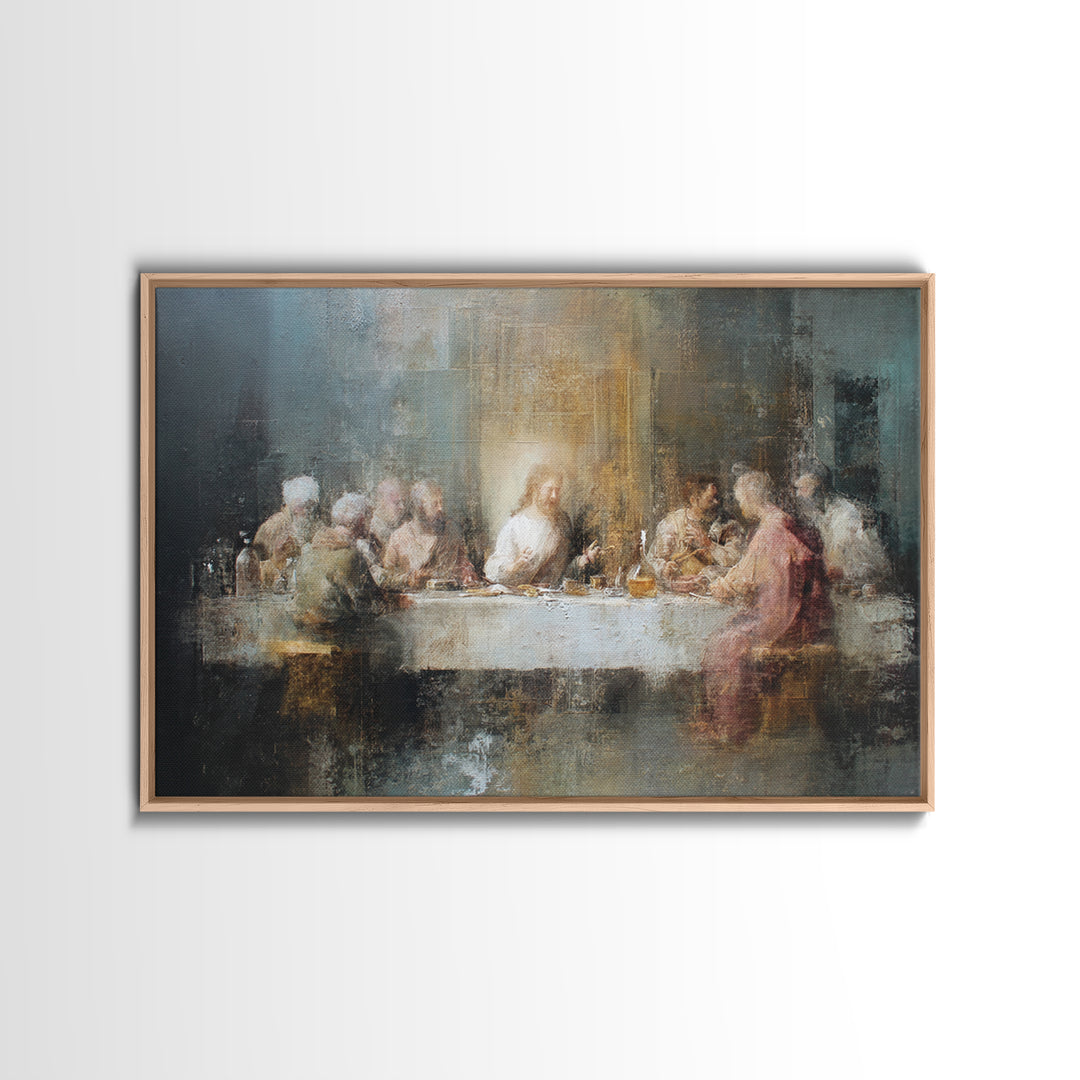 Last Supper Reverence, Framed Canvas Print, Christian Wall Art, Christian Art Canvas, Christian Painting, Vintage Christian Art, Christian