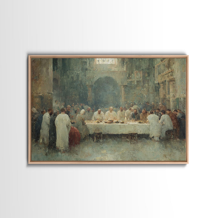 Holy Supper Glow, Framed Canvas Print, Christian Wall Art, Christian Art Canvas, Christian Paintings, Jesus Art Print, Christian Decor