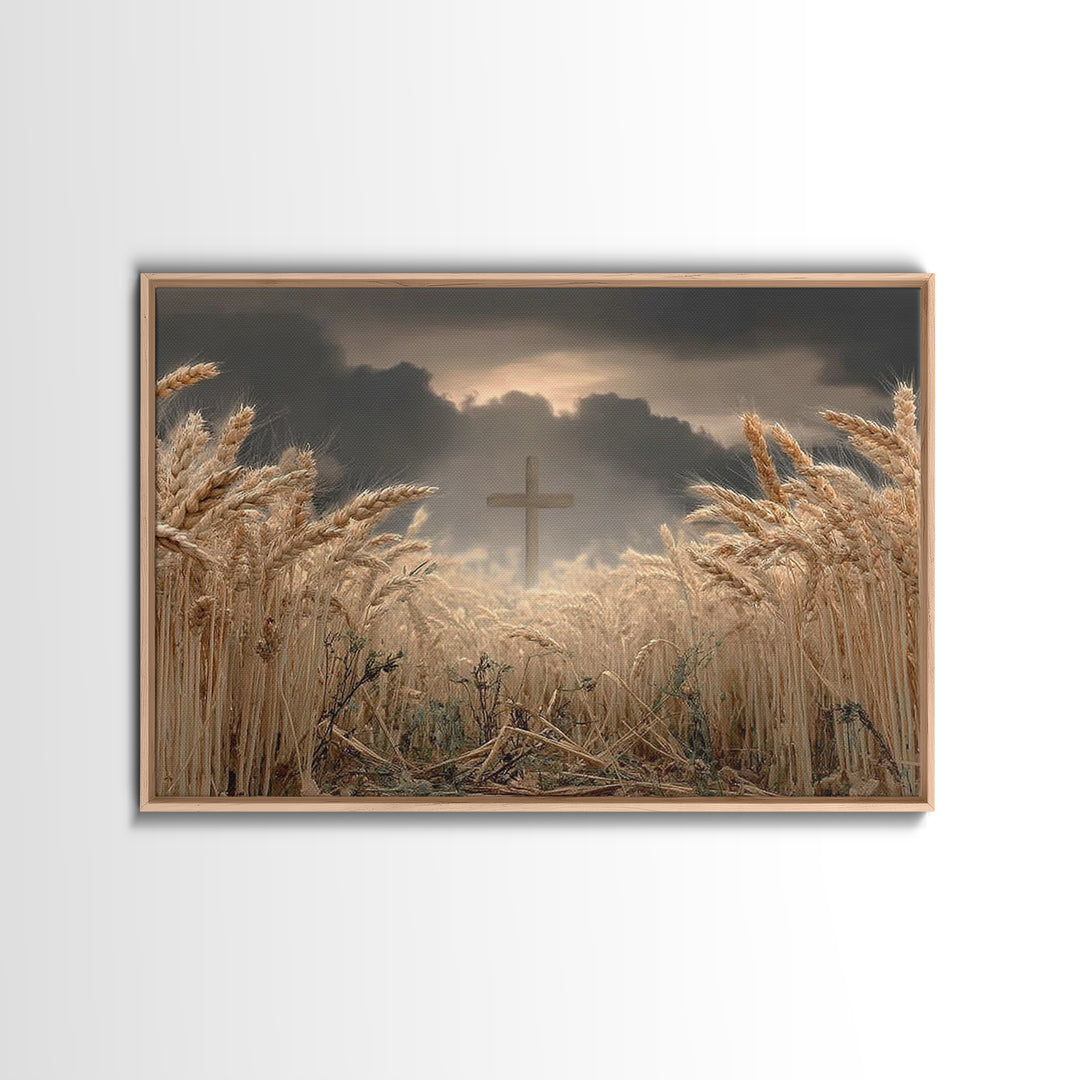 Wheatland Cross - Framed Canvas Print - Christian Wall Art - Christian Art Print - Jesus Painting - Christian Decor - Christian Gift Ideas