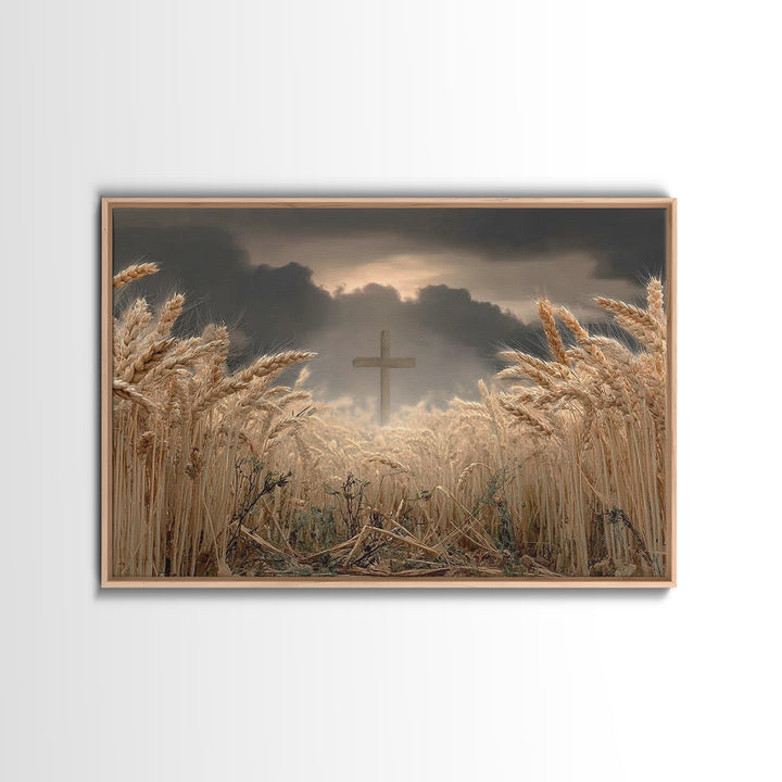 Wheatland Cross - Framed Canvas Print - Christian Wall Art - Christian Art Print - Jesus Painting - Christian Decor - Christian Gift Ideas