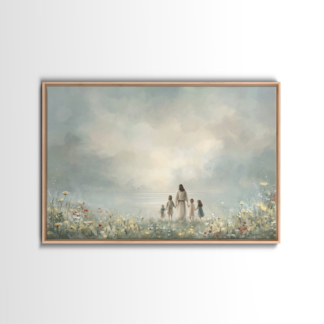 Heavenly Shepherd – Framed Canvas Print – Christian Wall Art – Jesus Painting – Christian Art Canvas – Christian Christmas Art