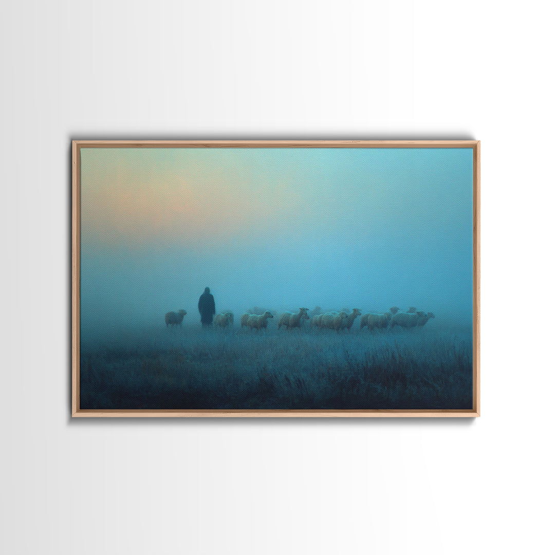 Lighted Journey – Framed Canvas Print – Jesus Wall Art – Christian Art Canvas – Moody Christian Art – Framed Christmas Art