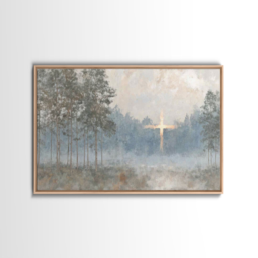 Woodland Peace – Framed Canvas Print – Jesus Painting – Christian Wall Art – Moody Christian Art – Christian Art Canvas – Large Christian P