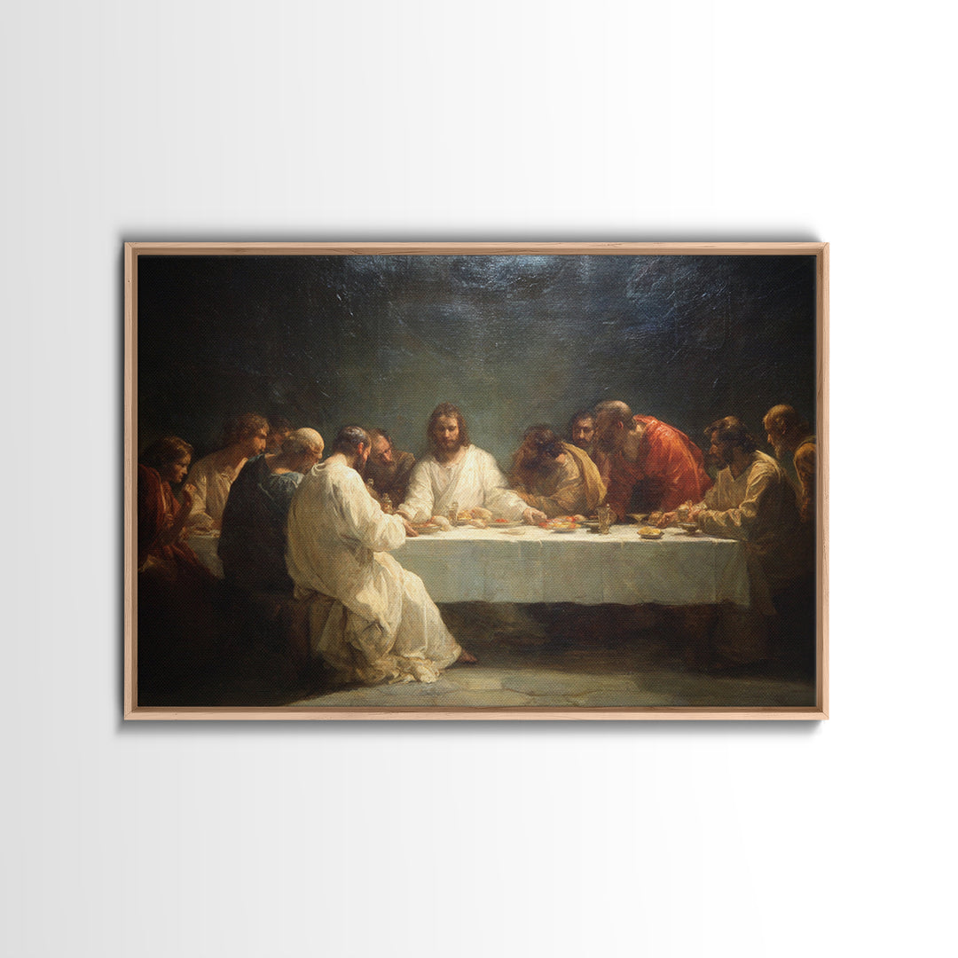 Misty Field Shepherd – Framed Canvas Print – Christian Art – Jesus Painting – Christian Wall Art – Christian Art Canvas – Moody Christian A