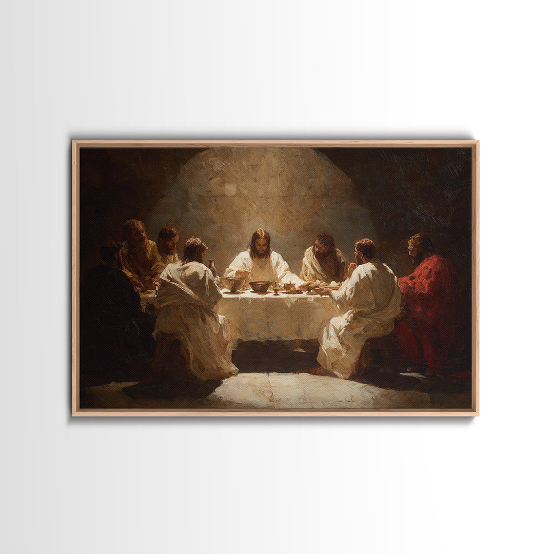 Shepherd’s Meadow Walk – Framed Canvas Print – Christian Art Canvas – Christian Wall Art – Jesus Painting – Christian Gift – Pastoral Scene