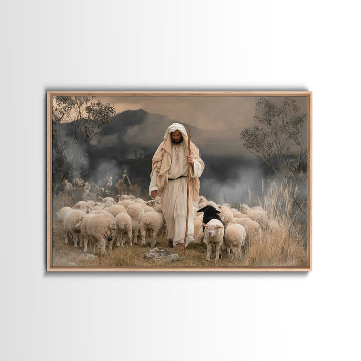 Light Of His Way – Framed Canvas Print – Jesus Painting – Christian Wall Art – Moody Christian Art – Christian Art Canvas – Christian Gift