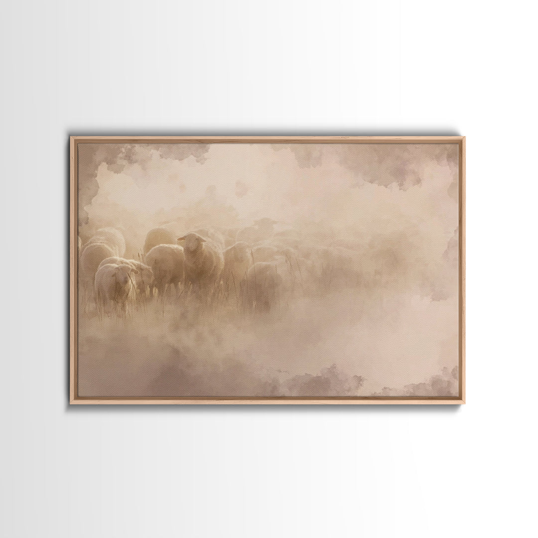 Silent Footsteps Calm | Framed Canvas Print | Christian Wall Art | Minimalist Christian Art | Christian Art Canvas | Christian Decor | Subt