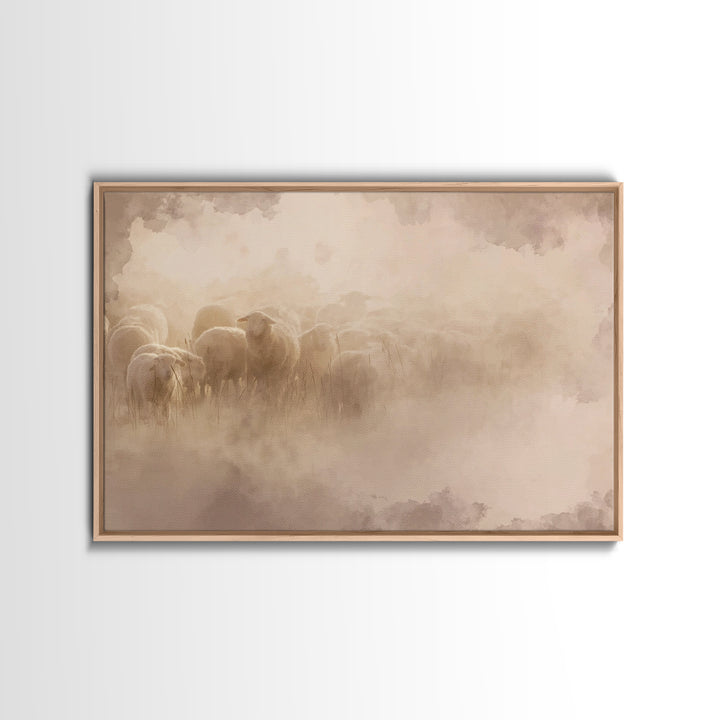 Silent Footsteps Calm | Framed Canvas Print | Christian Wall Art | Minimalist Christian Art | Christian Art Canvas | Christian Decor | Subt
